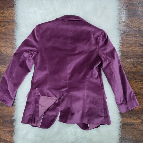 Talbots Purple Velvet Office Workwear Preppy Blazer Jacket Women's Size 2 - Picture 6 of 16